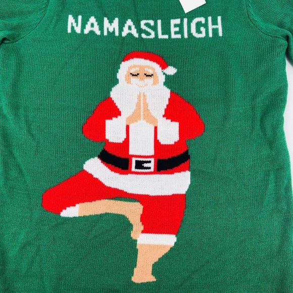 NWT Santa Yoga Pose Ugly Christmas Sweater Holiday Green Red XLarge XL - Picture 5 of 8